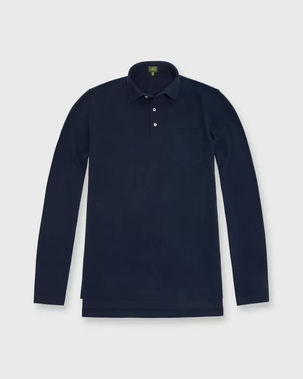 Online Sid Mashburn Long-Sleeved Polo Navy Pima Pique