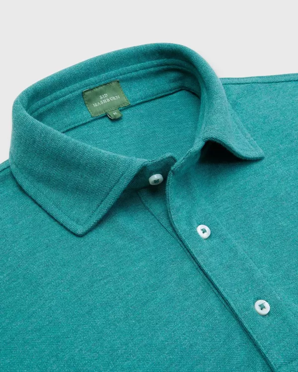 Clearance Sid Mashburn Long-Sleeved Polo Heathered Green Pima Pique