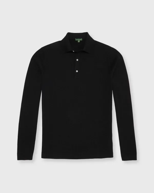 Discount Sid Mashburn Long-Sleeved Rally Polo Sweater Black Cotton