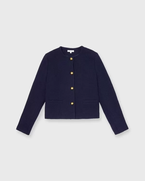 Outlet Ann Mashburn Megan Cardigan Jacket Navy Boucl Tweed