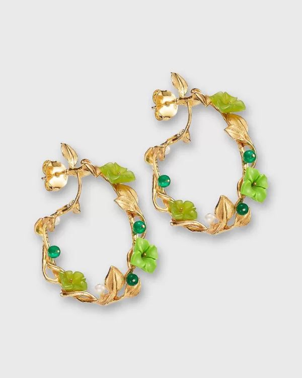 Outlet Of Rare Origin Mini Flower Whirl Earrings Gold/Jade/Peridot