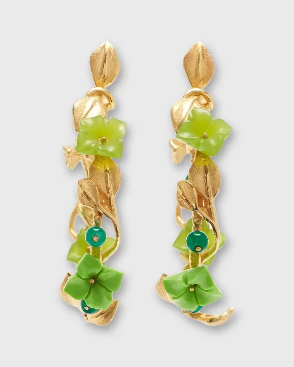 Outlet Of Rare Origin Mini Flower Whirl Earrings Gold/Jade/Peridot