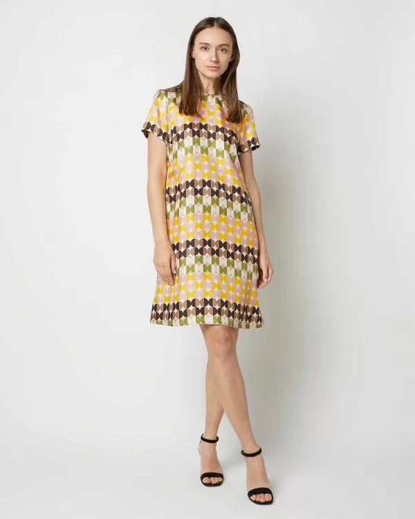 Outlet La DoubleJ Mini Swing Dress Mezzaluna Chocolate Twill Silk
