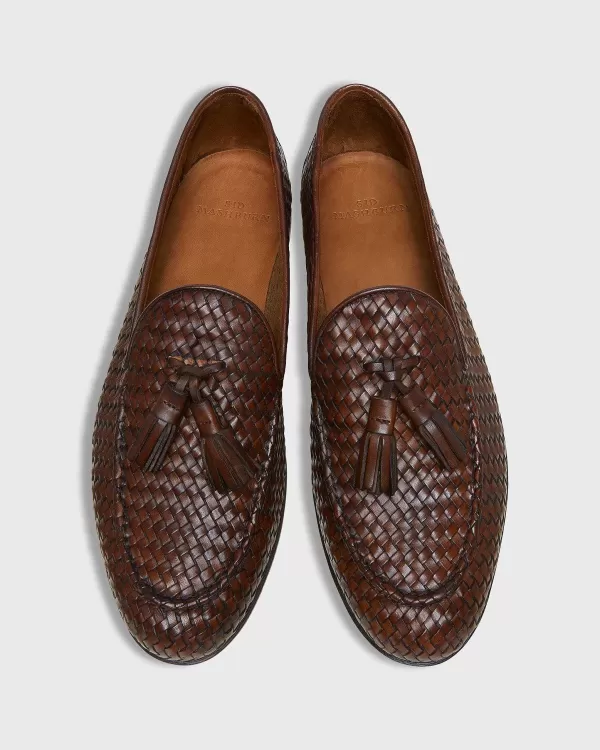Outlet Sid Mashburn Nassau Tassel Loafer Brown Woven Leather