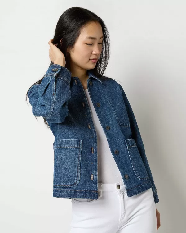 Online A.P.C. Nikkie Logo Jacket Washed Indigo Denim