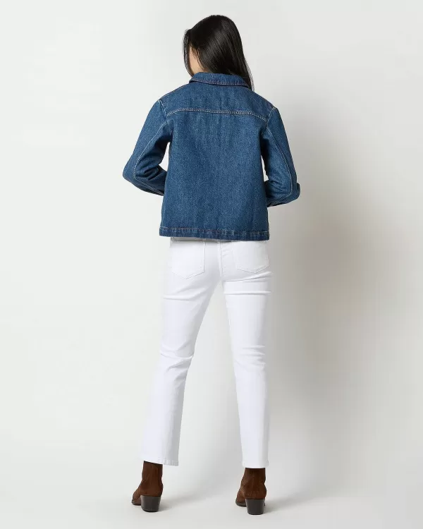 Online A.P.C. Nikkie Logo Jacket Washed Indigo Denim