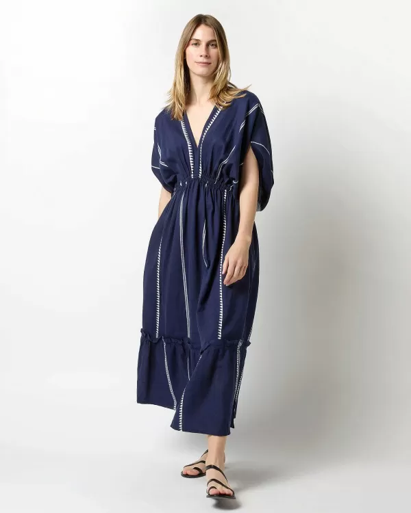Online lemlem Nunu Plunge Neck Dress Navy