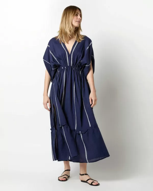 Online lemlem Nunu Plunge Neck Dress Navy