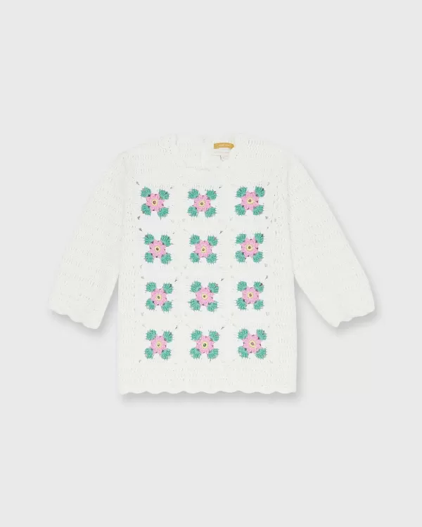 Store Ann Mashburn Odette Sweater Chalk/Multi Cotton Tape Yarn