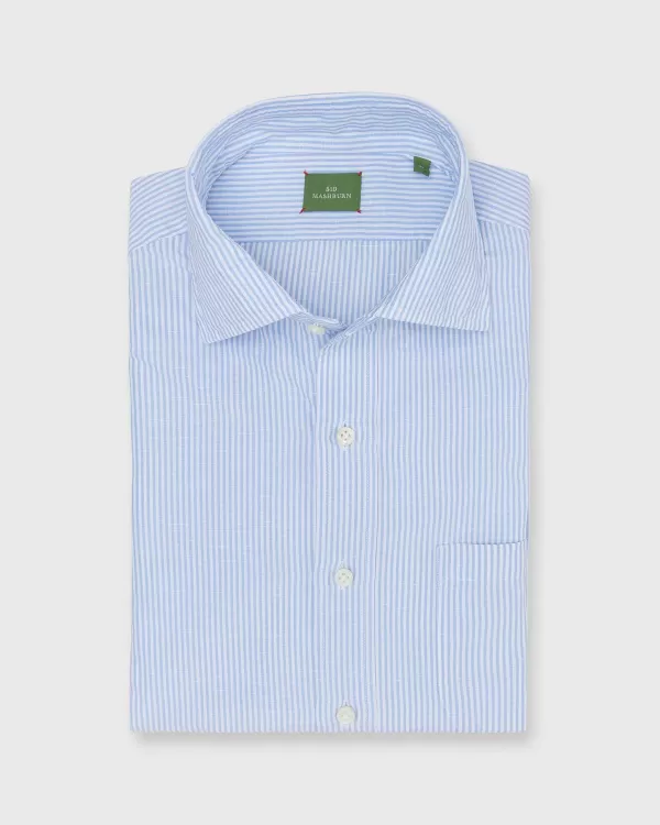 Store Sid Mashburn Otto Handmade Sport Shirt Blue/White Bengal Stripe Cotolino