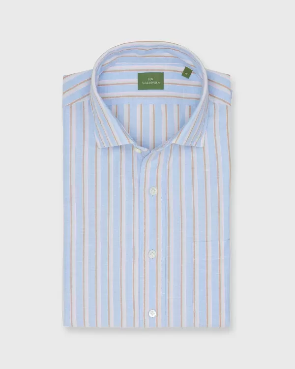 Clearance Sid Mashburn Otto Handmade Sport Shirt Blue/Pink/Scotch Multi Stripe Cotolino