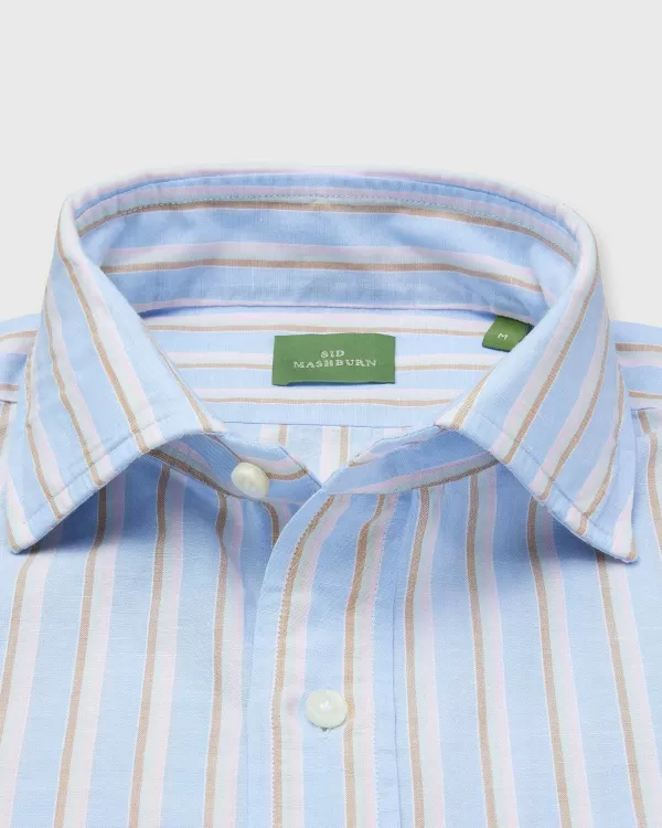 Clearance Sid Mashburn Otto Handmade Sport Shirt Blue/Pink/Scotch Multi Stripe Cotolino