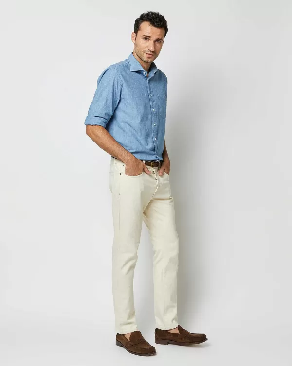 Store Sid Mashburn Otto Handmade Sport Shirt Extra Light Washed Chambray