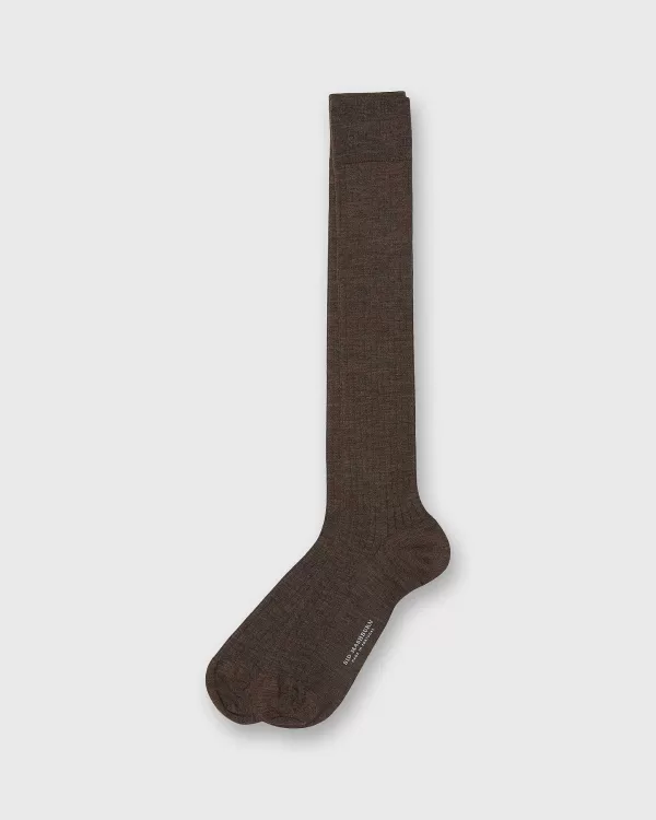 Shop Sid Mashburn Over-The-Calf Dress Socks Heather Brown Extra Fine Merino