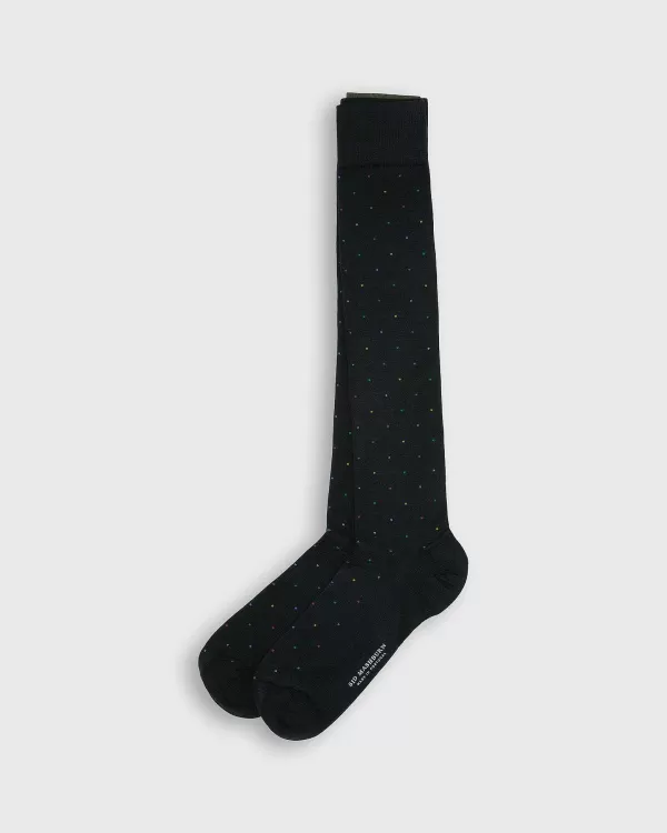 Sale Sid Mashburn Over-The-Calf Dress Socks Navy/Multi Dot Extra Fine Merino