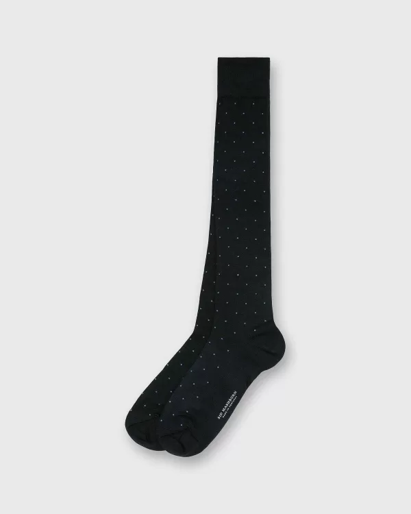 Clearance Sid Mashburn Over-The-Calf Dress Socks Navy/Glacier Dot Extra Fine Merino