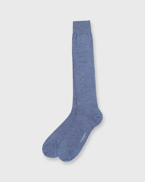 Discount Sid Mashburn Over-The-Calf Dress Socks Heather Blue Cashmere/Silk
