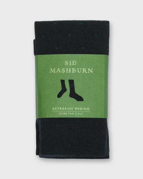 Cheap Sid Mashburn Over-The-Calf Dress Socks Navy/Olive Dot Extra Fine Merino