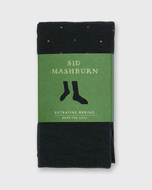 Sale Sid Mashburn Over-The-Calf Dress Socks Navy/Multi Dot Extra Fine Merino