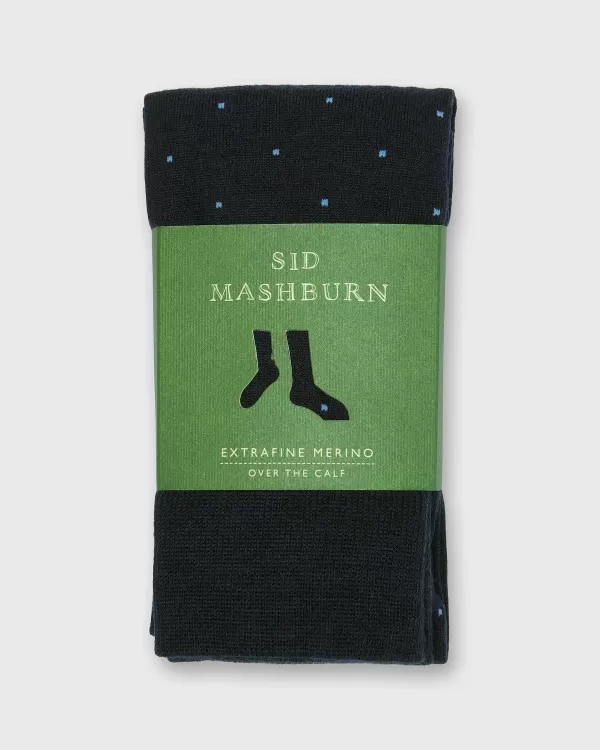 Clearance Sid Mashburn Over-The-Calf Dress Socks Navy/Glacier Dot Extra Fine Merino