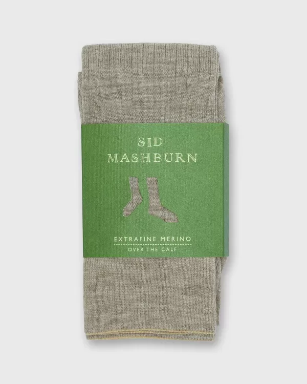 New Sid Mashburn Over-The-Calf Dress Socks Heather Taupe Extra Fine Merino