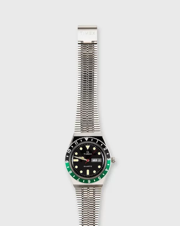 Clearance Timex Q Reissue Watch Silver/Black/Green