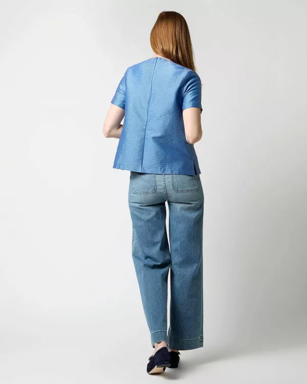 Store Ann Mashburn Raina Top Blue/Red Dot Jacquard