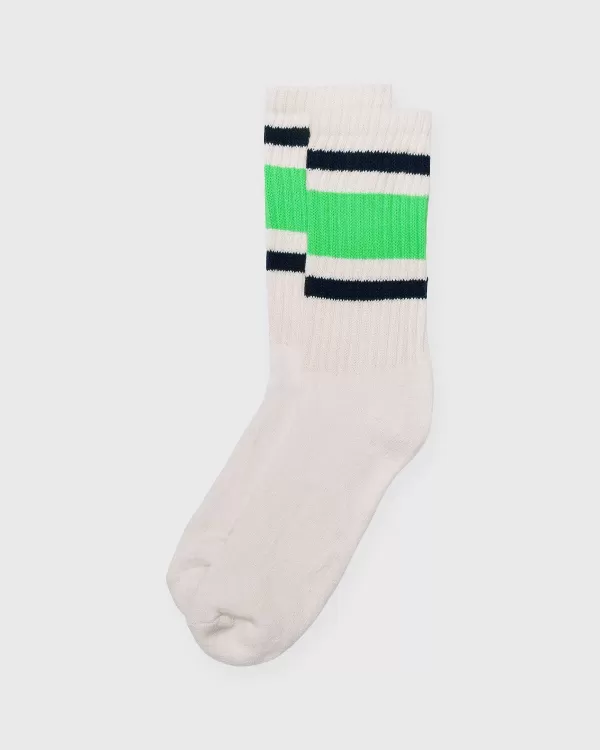 Cheap American Trench Retro Stripe Socks Neon Green/Navy