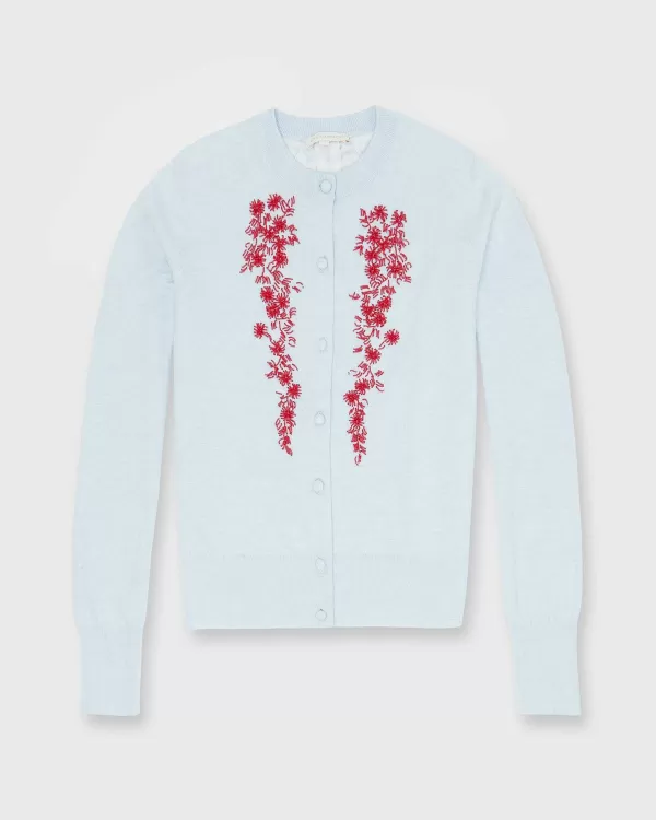 Outlet Ann Mashburn Rosie Beaded Cardigan Frost Blue Cotton/Silk