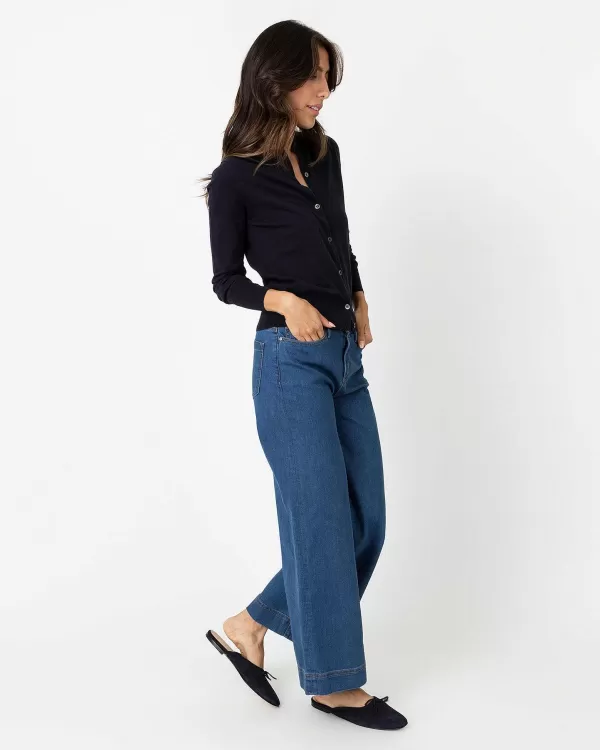 Online Ann Mashburn Rosie Cardigan Neat Navy Cotton/Cashmere
