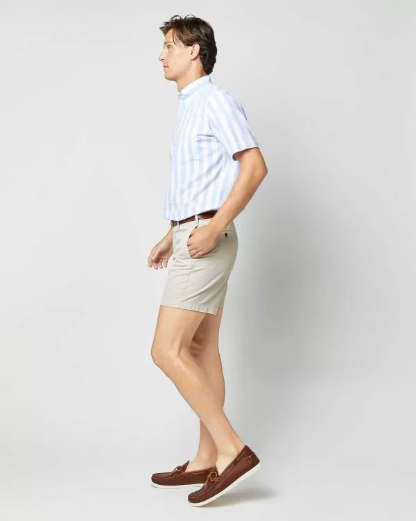 Shop Sid Mashburn Short-Sleeved Button-Down Sport Shirt Sky/White Cabana Stripe Oxford