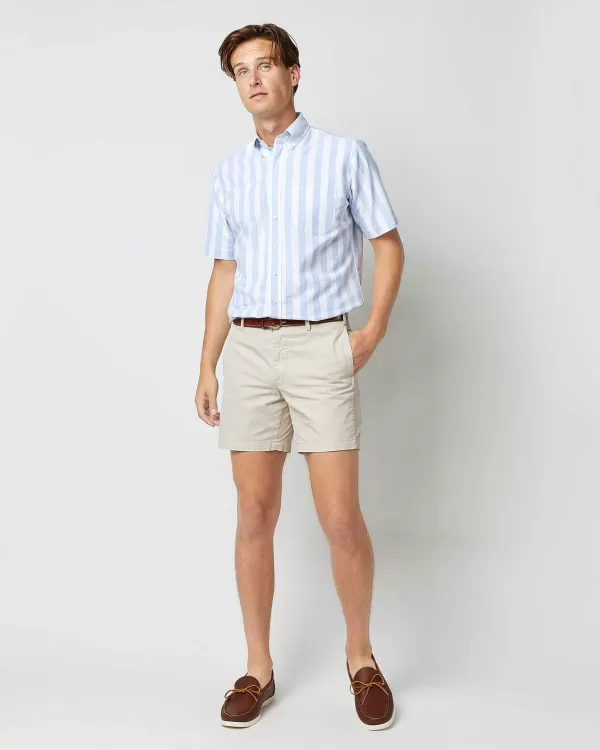 Shop Sid Mashburn Short-Sleeved Button-Down Sport Shirt Sky/White Cabana Stripe Oxford