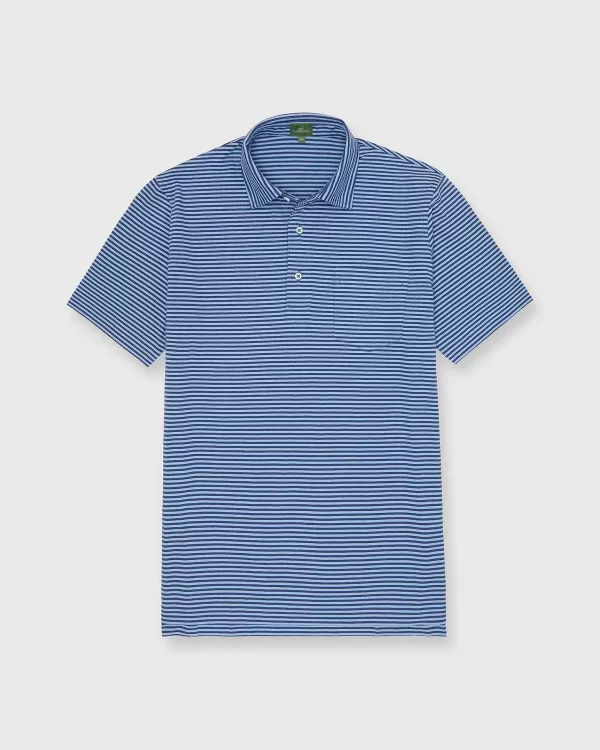 Fashion Sid Mashburn Short-Sleeved Polo Ink/Coastal Stripe Jersey