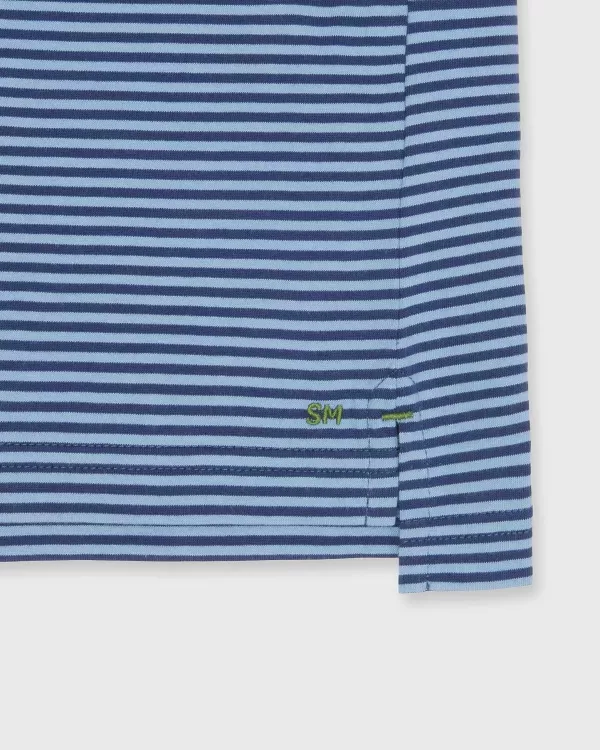 Fashion Sid Mashburn Short-Sleeved Polo Ink/Coastal Stripe Jersey