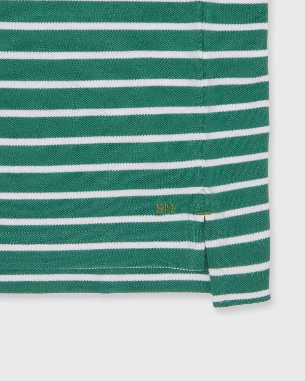 Clearance Sid Mashburn Short-Sleeved Polo Kelly/White Wide Stripe Pima Pique