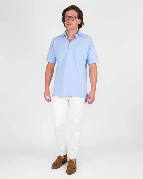 Hot Sid Mashburn Short-Sleeved Polo Light Blue Pima Pique