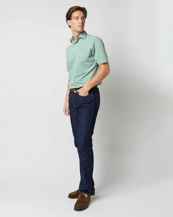 Fashion Sid Mashburn Short-Sleeved Polo Green Oxford Pima Pique
