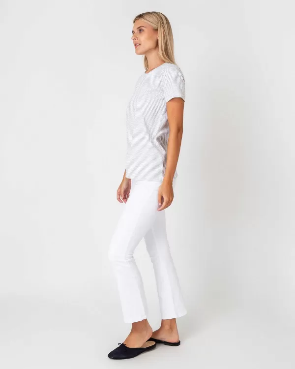 Flash Sale Ann Mashburn Short-Sleeved Relaxed Tee White/Heather Grey Stripe Jersey