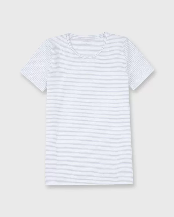 Shop Ann Mashburn Short-Sleeved Relaxed Tee White/Powder Blue Stripe Jersey
