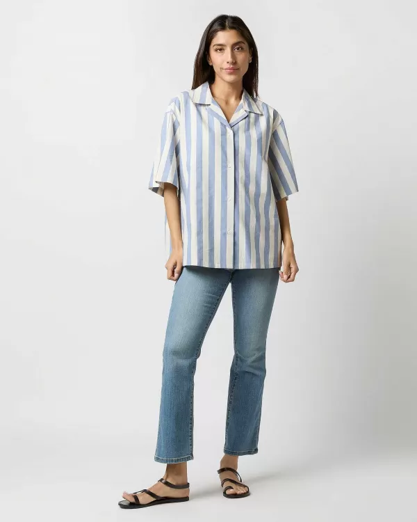 Store Aspesi Short-Sleeved Shirt Blue/White Stripe