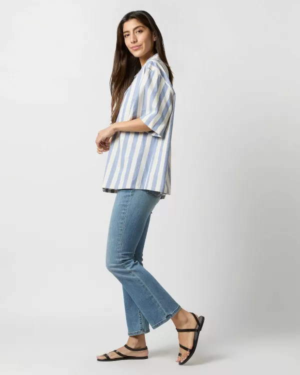 Store Aspesi Short-Sleeved Shirt Blue/White Stripe