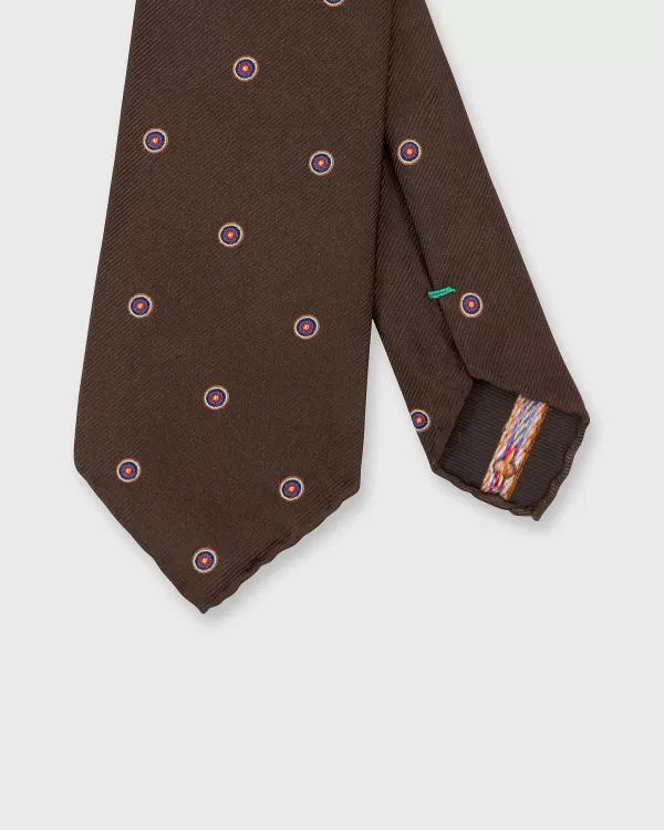 Fashion Sid Mashburn x WM Brown Silk Club Tie Brown Bullseye