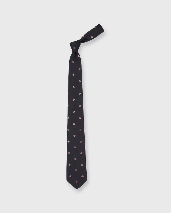 New Sid Mashburn x WM Brown Silk Club Tie Dark Navy Bullseye