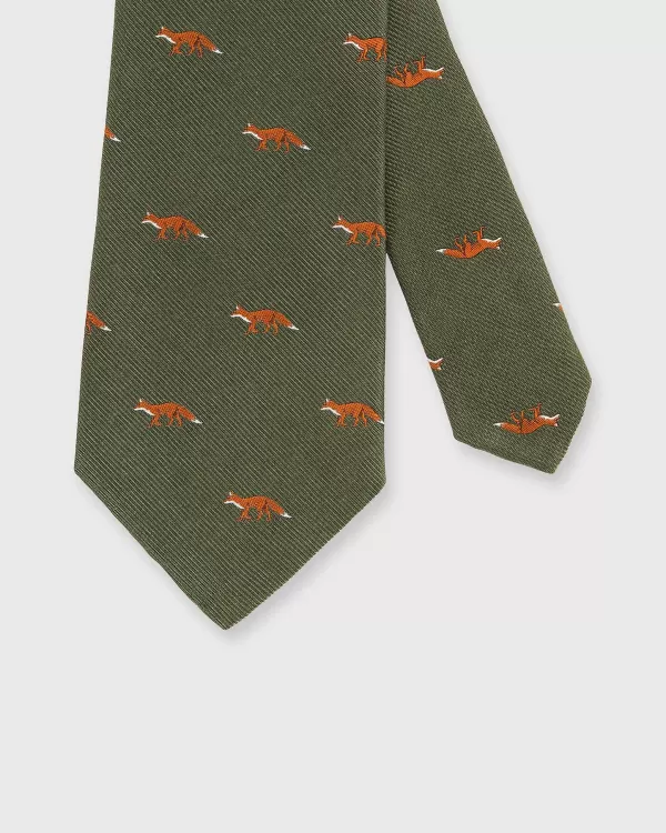 Hot Sid Mashburn Silk Faille Club Tie Olive Fox