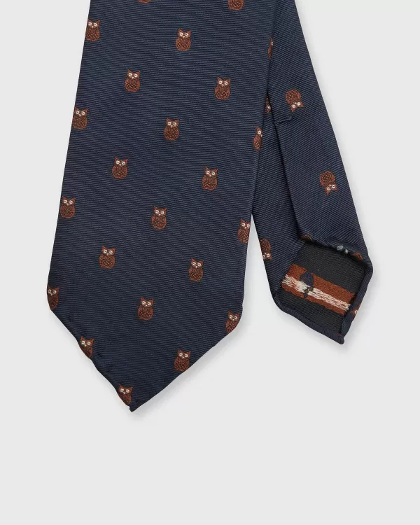 Cheap Sid Mashburn Silk Faille Club Tie Navy/Brown Owl