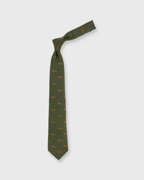 Hot Sid Mashburn Silk Faille Club Tie Olive Fox