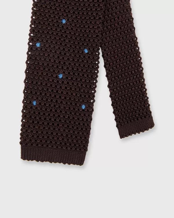 New Sid Mashburn Silk Knit Tie Chocolate/French Blue Dot
