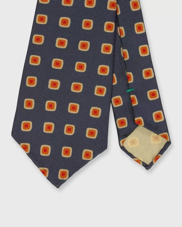 Clearance Sid Mashburn Silk Print Tie Navy/Gold Diamond