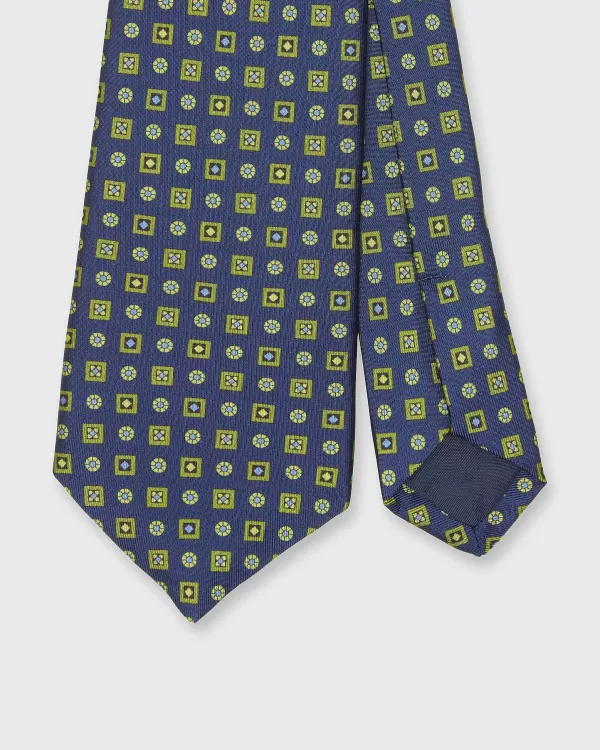 Cheap Sid Mashburn Silk Print Tie Navy/Lime Shapes