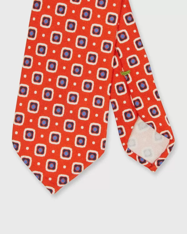 Outlet Sid Mashburn Silk Print Tie Melon/Blue/Bone Square
